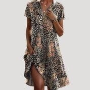 Women’s floral v neck short sleeve midi dress