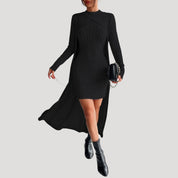 Ribbed knit dress with matching overlay