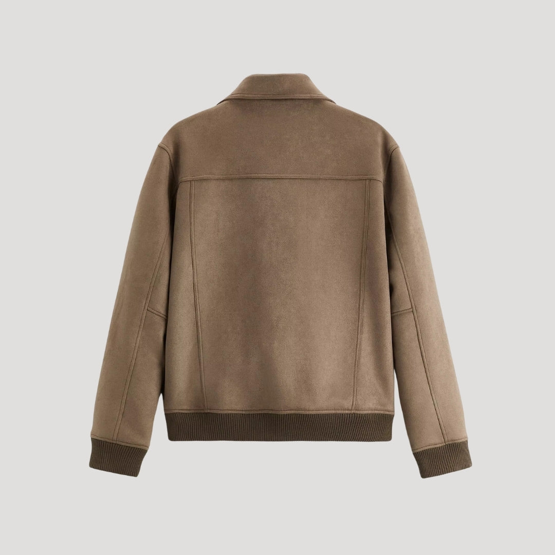 Men’s suede bomber jacket smart casual winter style