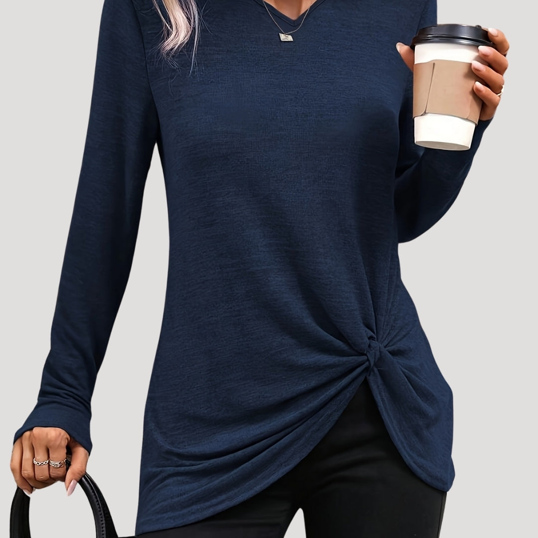 Long sleeve knotted hem tunic