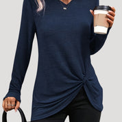 Long sleeve knotted hem tunic