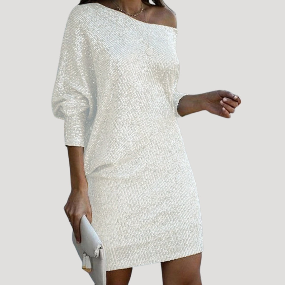 Women’s bardot long sleeve knit mini dress