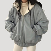 Women faux shearling bomber jacket