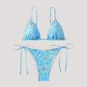 Paisley print tie-side bikini set