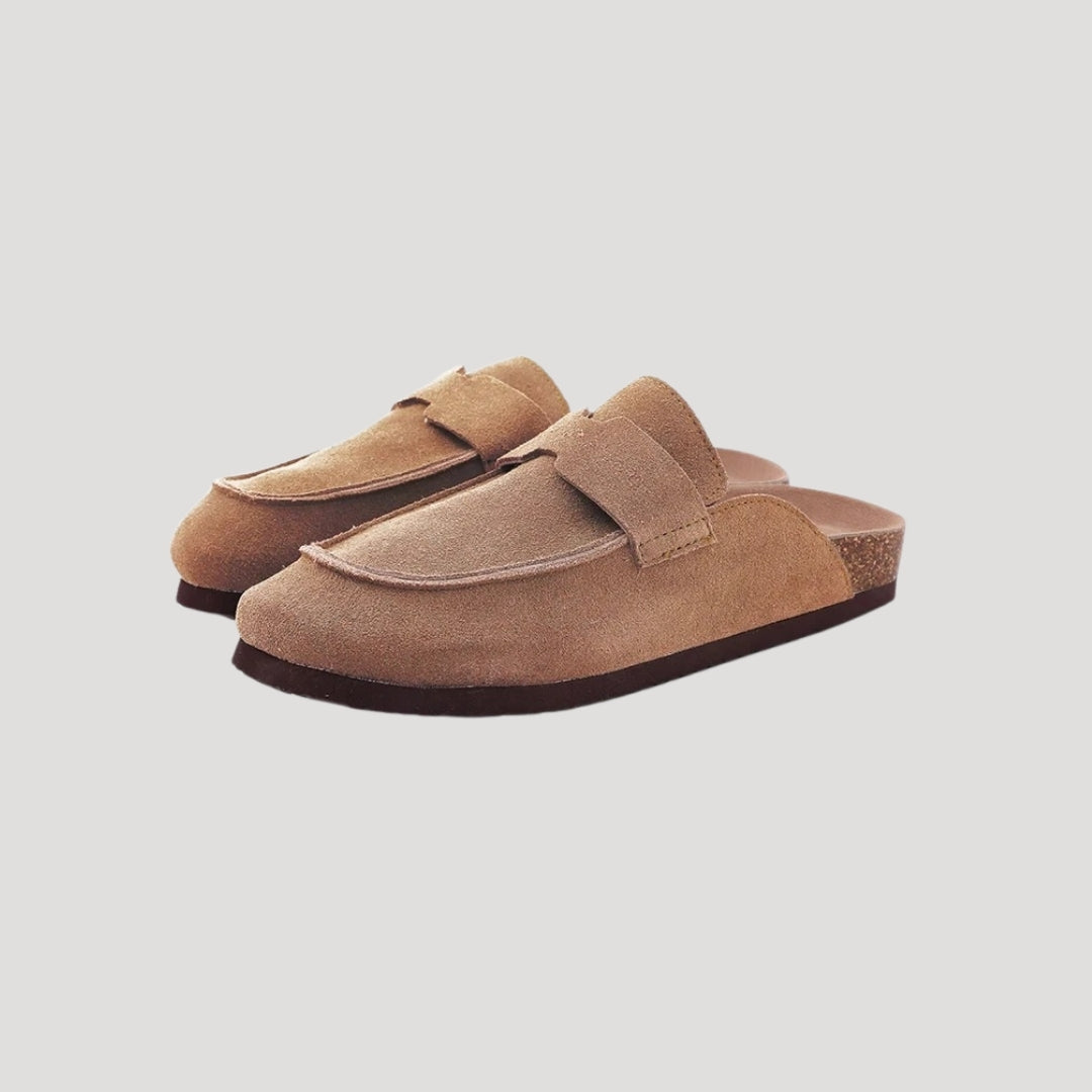 Women’s suede slip ins – wide fit flat clogs