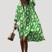 Women’s long sleeve printed midi shirt dress