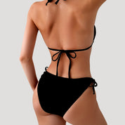 Black tie-side triangle bikini set