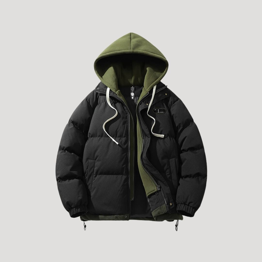 Men’s quilted puffer winter jacket with hood