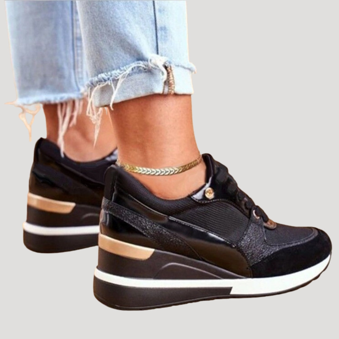 Women’s wedge platform lace up casual trainers