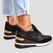 Women’s wedge platform lace up casual trainers