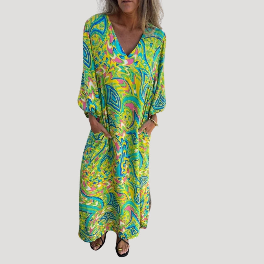 Women’s leopard print summer v neck maxi dress