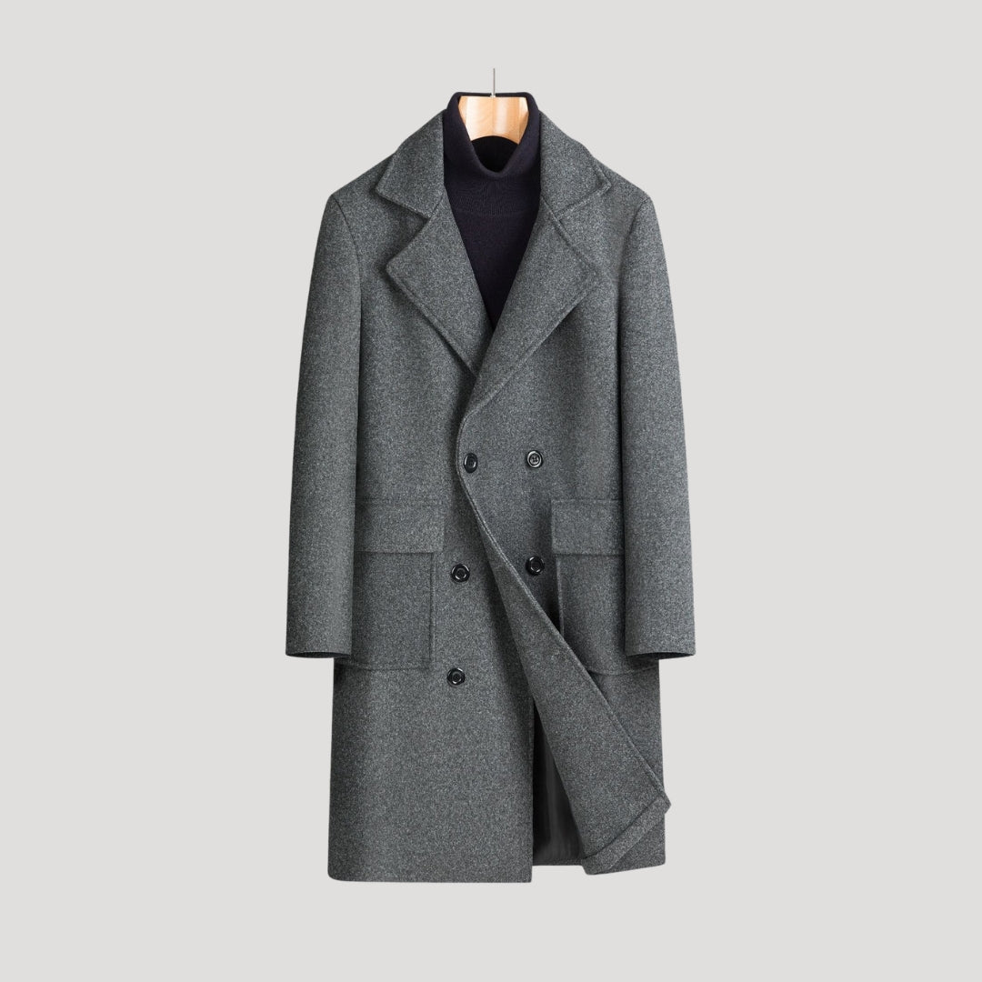 Double-breasted wool overcoat