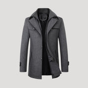 Men’s winter coat – mid length with smart zip front