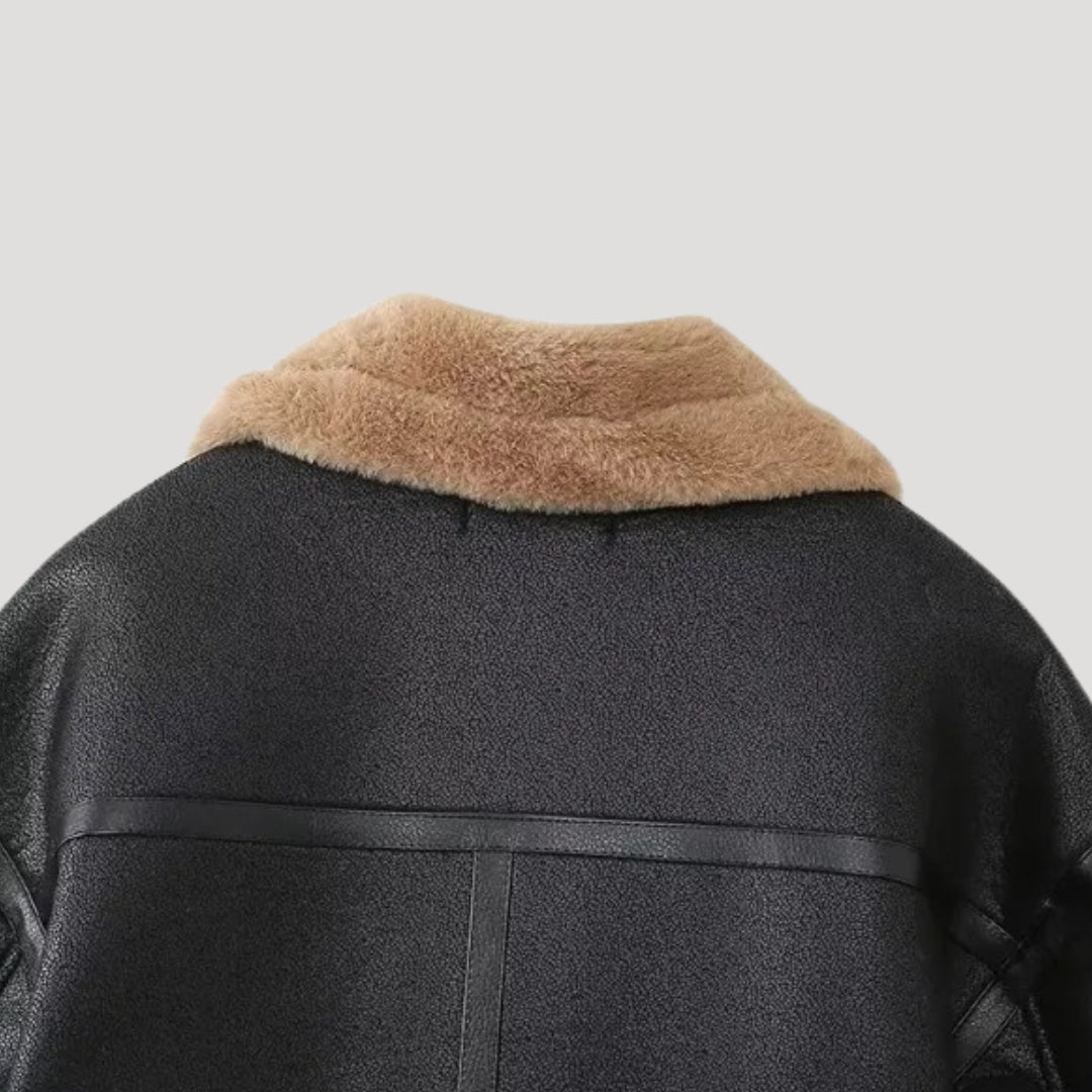 Women faux shearling aviator jacket