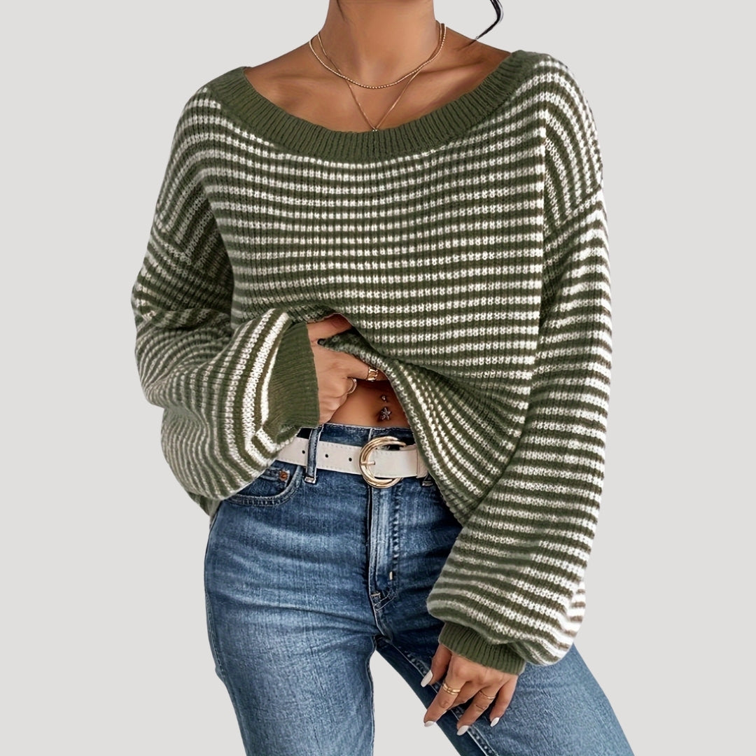 Women's oversized striped knit jumper sweater