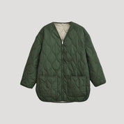 Women’s quilted oversized green fleece zip up jacket