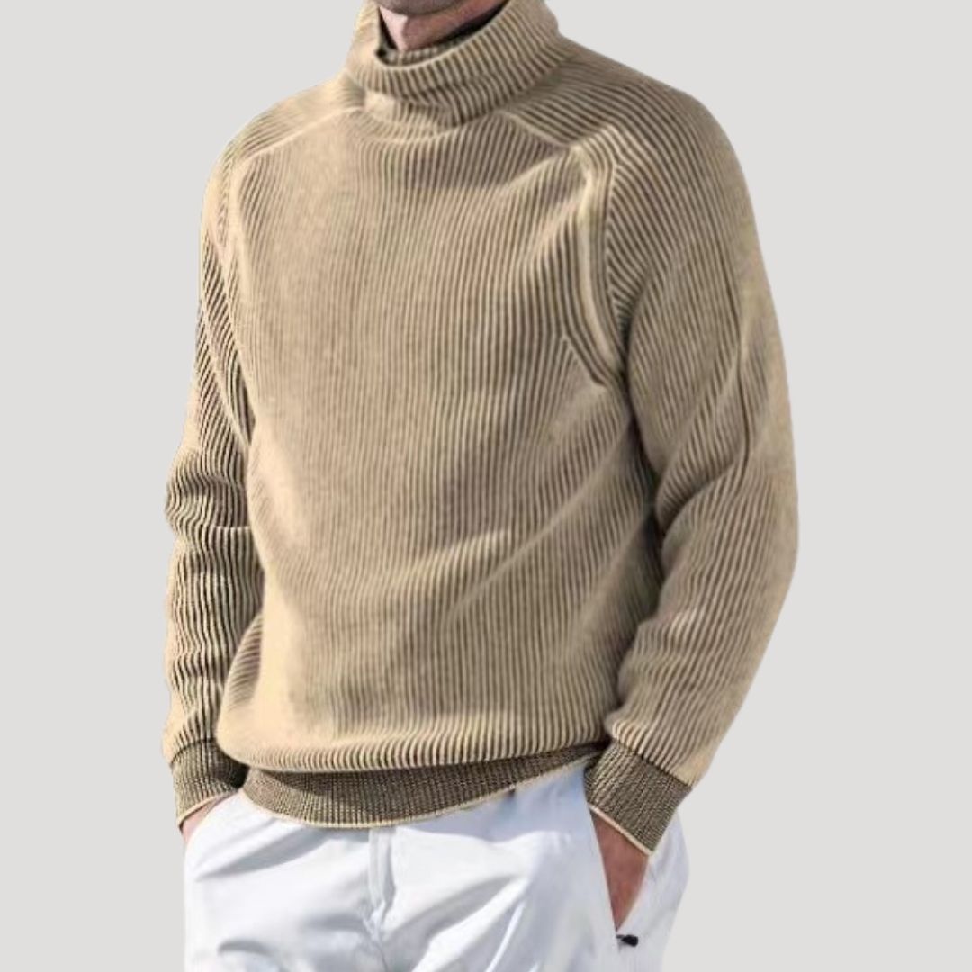 Men’s ribbed knit turtleneck high neck winter jumper
