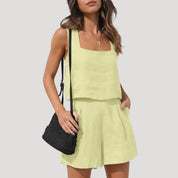 Women’s linen co ord shorts and top set