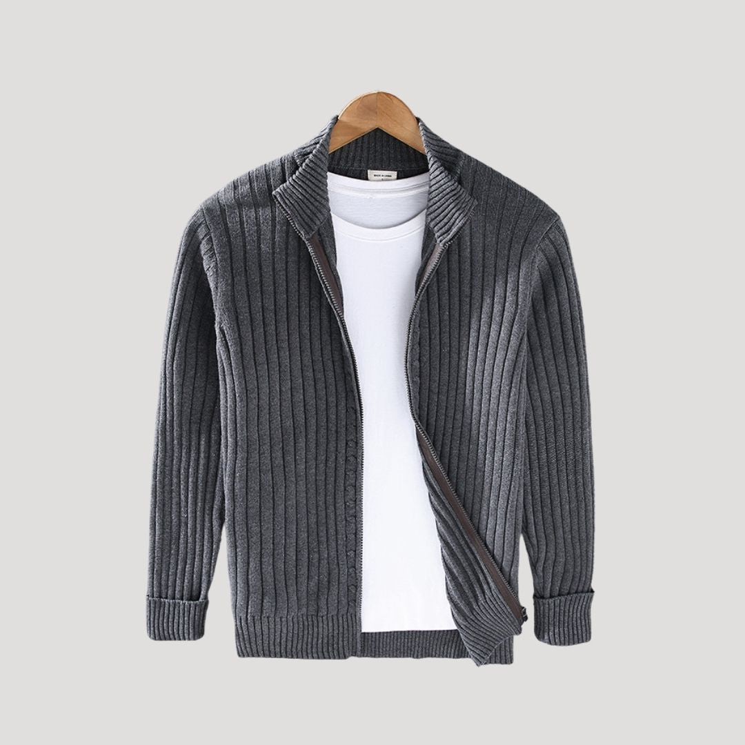 Men’s chunky knit winter zip up cardigan jacket