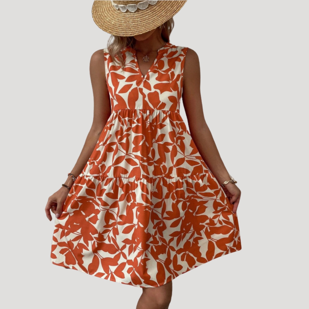 Women’s sleeveless tiered printed dress