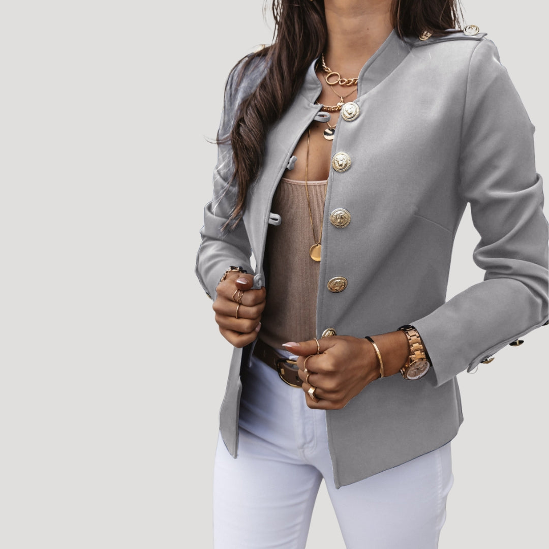 Women’s tailored spring jacket with button fastening