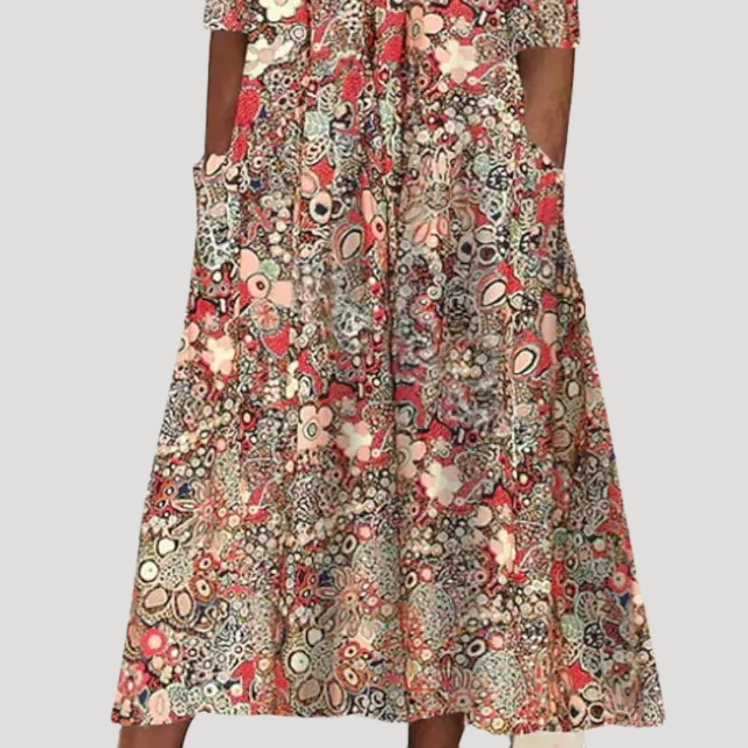 Women’s floral long sleeve midi swing dress