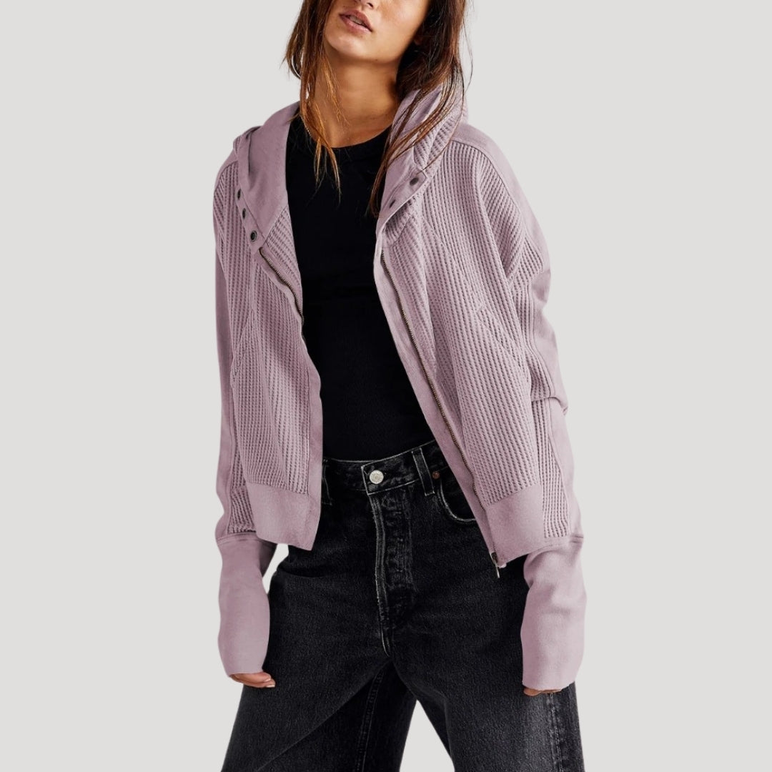 Women’s cropped zip up knit jumper top