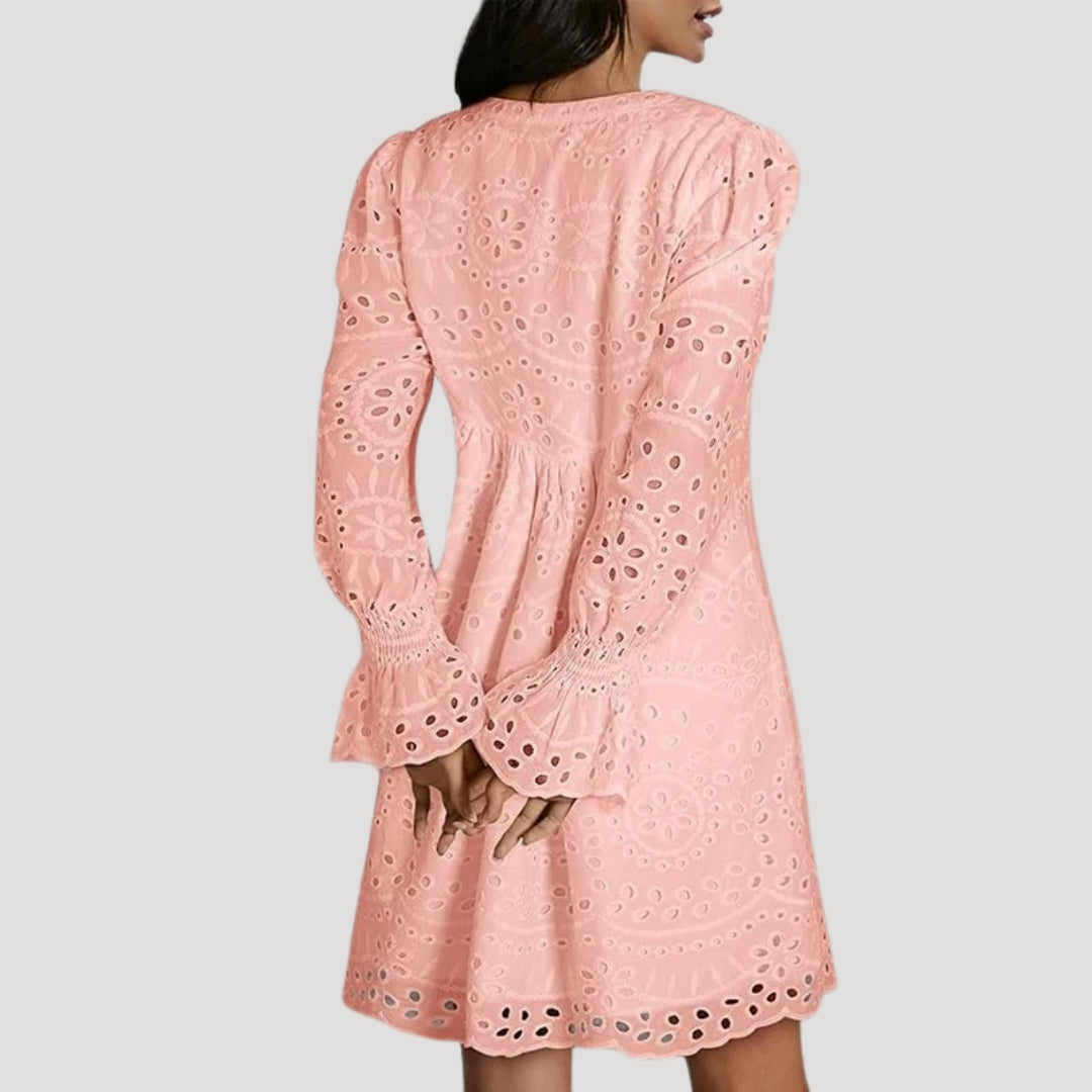 Broderie anglaise long sleeve dress