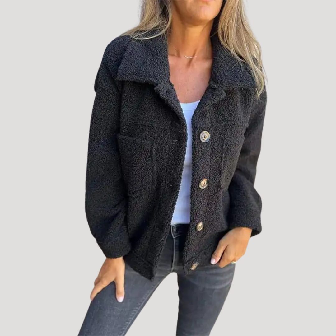 Women cozy teddy shacket