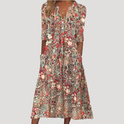 Women’s floral long sleeve midi swing dress