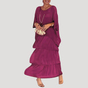 Women’s layered long sleeve maxi evening dress