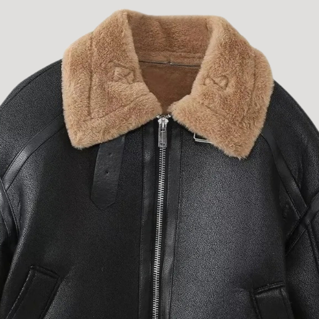 Women faux shearling aviator jacket