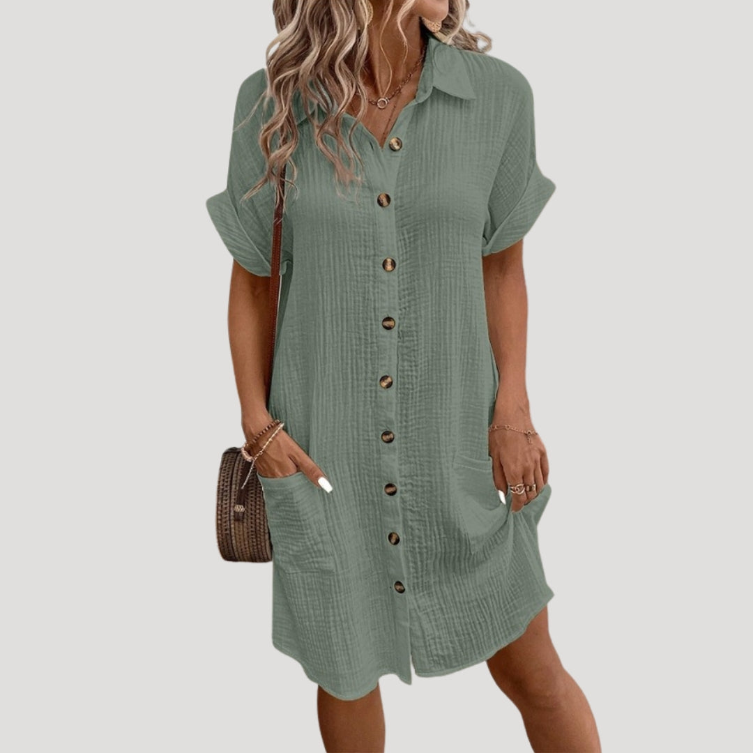 Women’s cotton button midi shirt dress