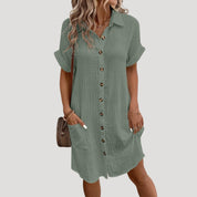 Women’s cotton button midi shirt dress