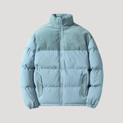 Corduroy panel puffer jacket