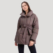 Puffer coat with belt