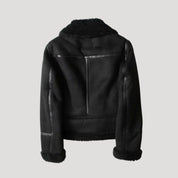 Women faux shearling biker jacket