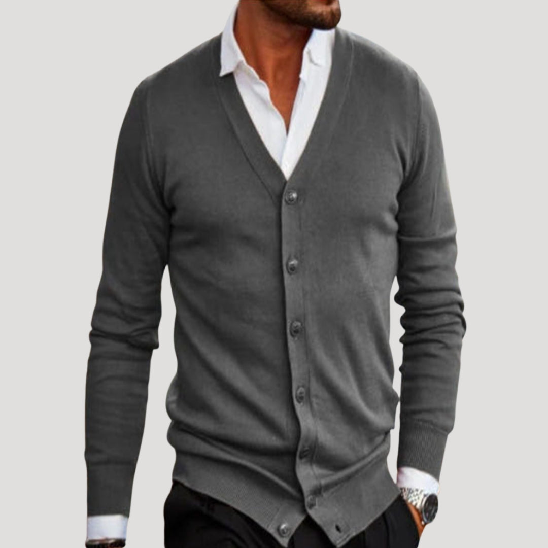 Men’s lightweight v neck button knit cardigan