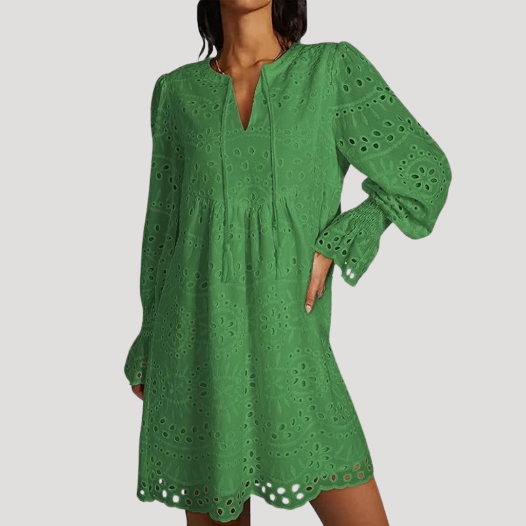 Broderie anglaise long sleeve dress