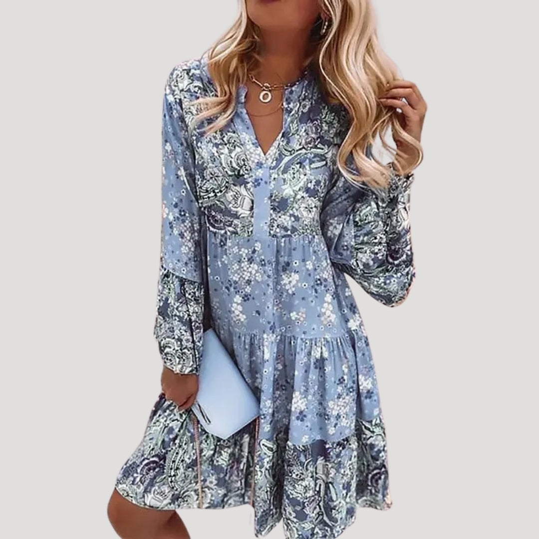 Floral boho tiered midi dress