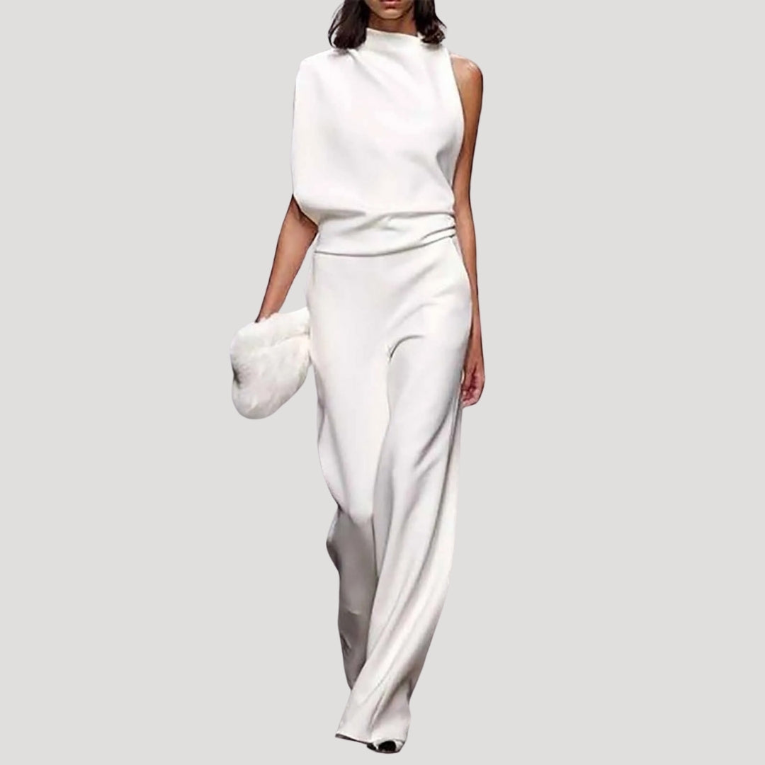 Women’s wide leg one shoulder wedding guest jumpsuit