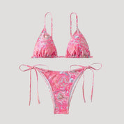 Paisley print tie-side bikini set