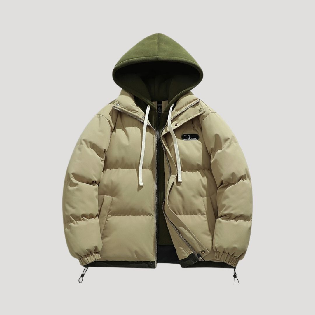 Men’s quilted puffer winter jacket with hood