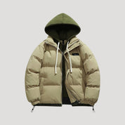 Men’s quilted puffer winter jacket with hood