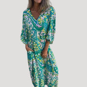 Women’s leopard print summer v neck maxi dress