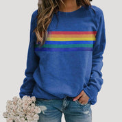 Women’s rainbow stripe sweatshirt long sleeve pullover