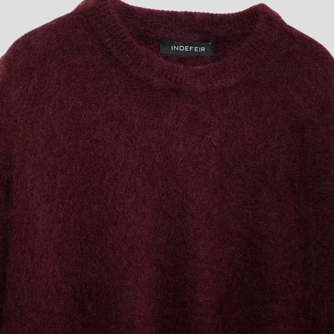 Women soft mohair crew-neck sweater