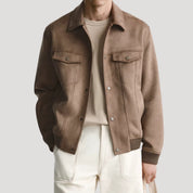 Men’s suede bomber jacket smart casual winter style