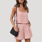 Women’s linen co ord shorts and top set