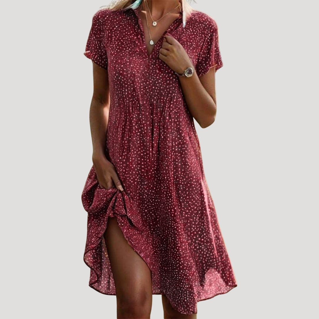 Women’s floral v neck short sleeve midi dress